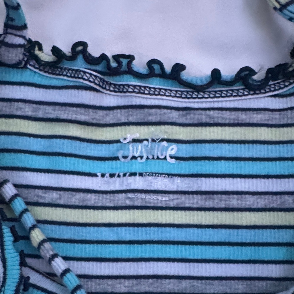 Justice Multicolor Striped Ruffle Top - Picture 2 of 3